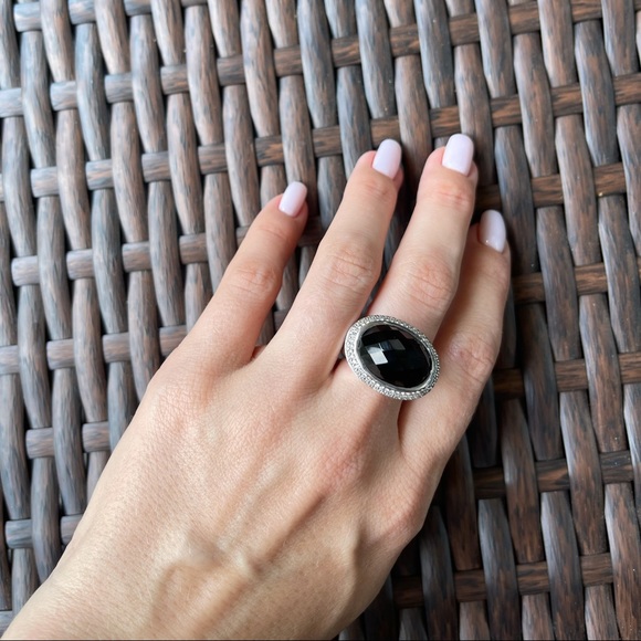 David Yurman Oval Onyx & Diamond Ring - Picture 6 of 8